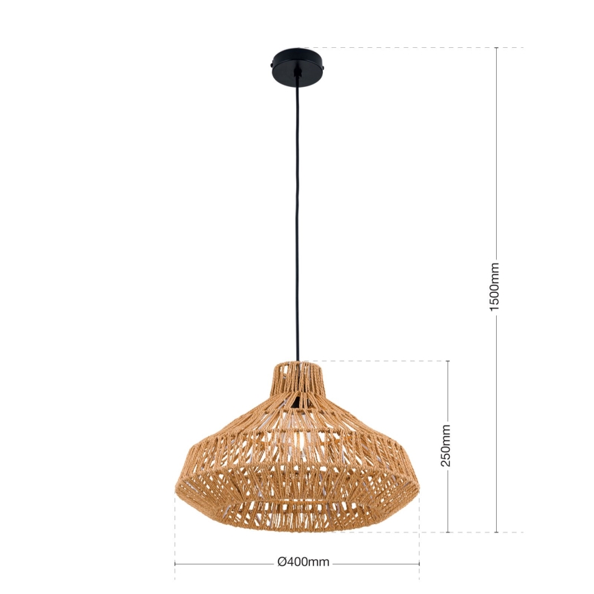 Suspension filaire BASKET 1xE27/40W/230V d. 40 cm chanvre