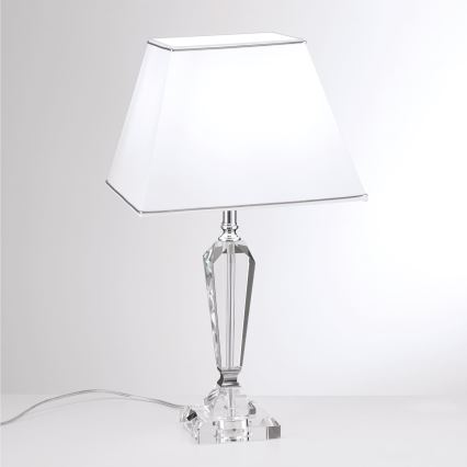 Lampe de table en cristal VERONIQUE 1xE27/60W/230V blanc/chrome