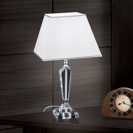 Lampe de table en cristal VERONIQUE 1xE27/60W/230V blanc/chrome