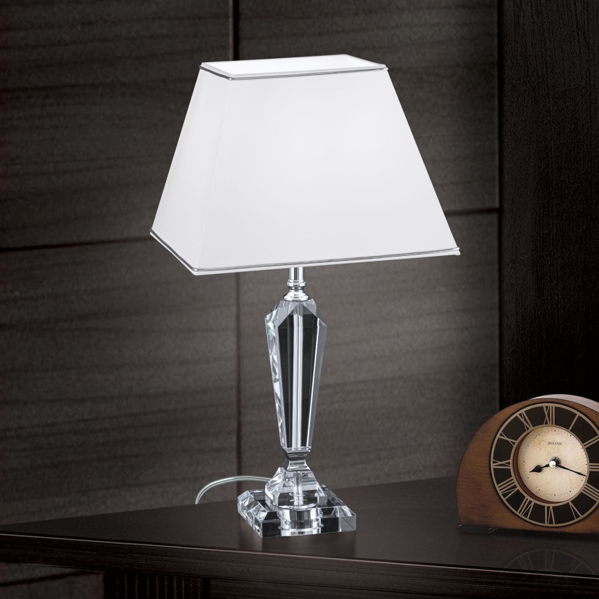 Lampe de table en cristal VERONIQUE 1xE27/60W/230V blanc/chrome