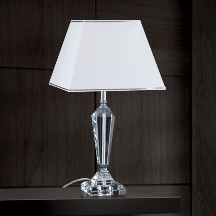 Lampe de table en cristal VERONIQUE 1xE27/60W/230V blanc/chrome