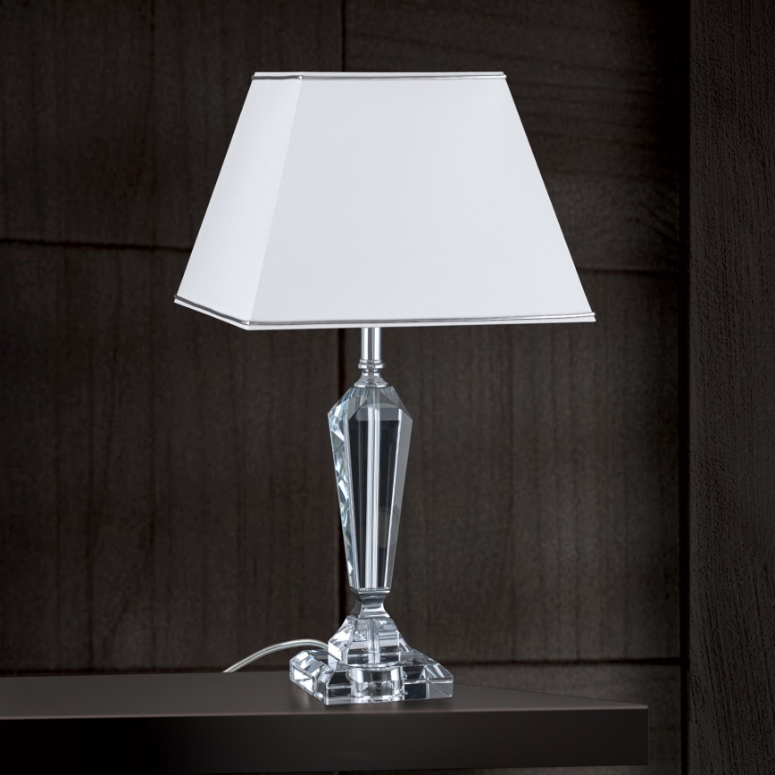 Lampe de table en cristal VERONIQUE 1xE27/60W/230V blanc/chrome