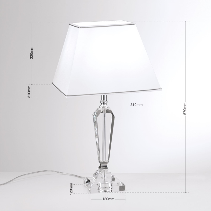Lampe de table en cristal VERONIQUE 1xE27/60W/230V blanc/chrome