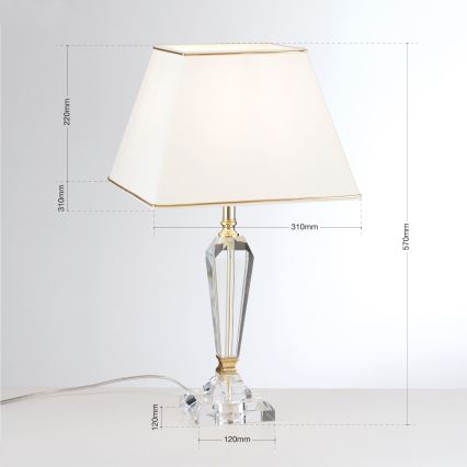 Lampe de table en cristal VERONIQUE 1xE27/60W/230V crème/doré
