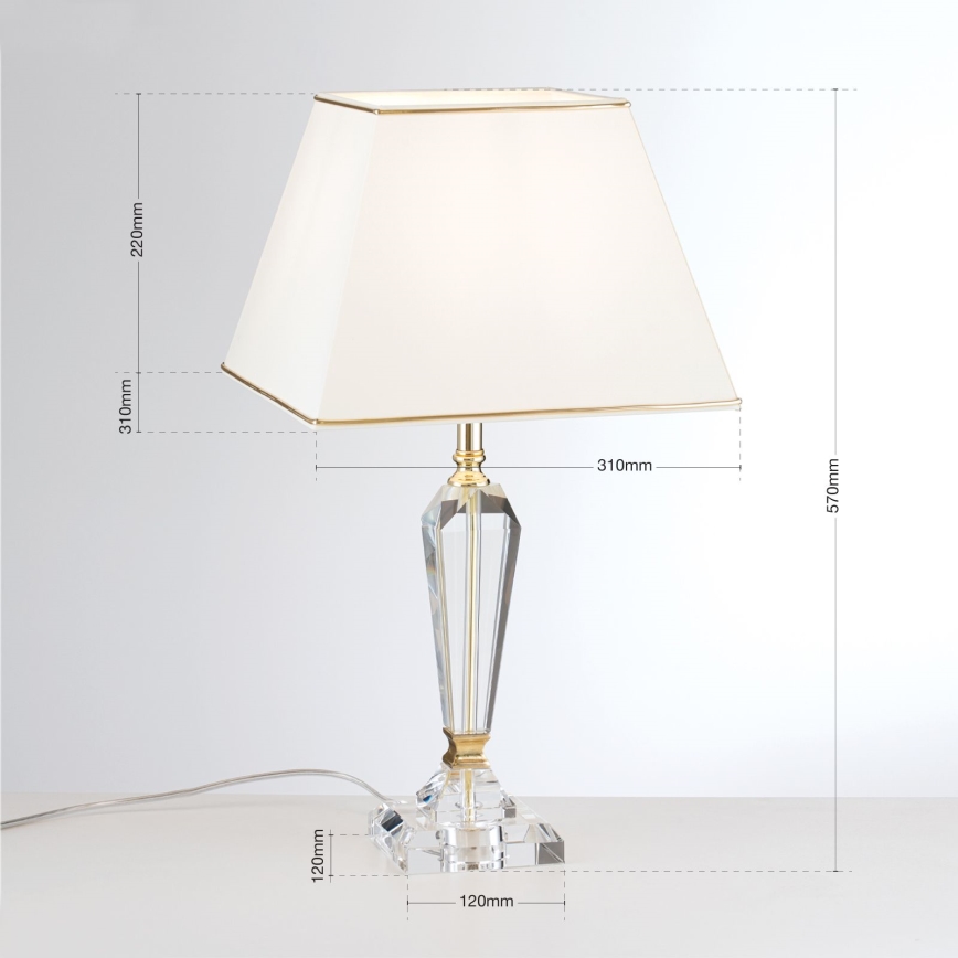 Lampe de table en cristal VERONIQUE 1xE27/60W/230V crème/doré