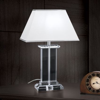 Lampe de table en cristal VERONIQUE 1xE27/60W/230V blanc/chrome
