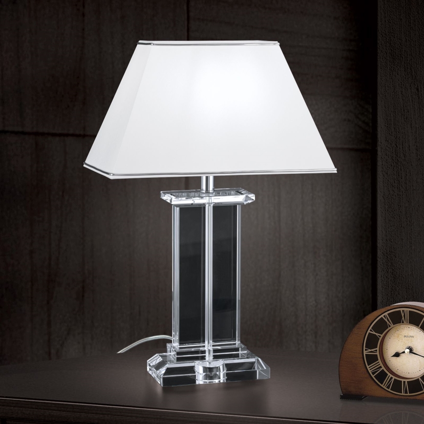 Lampe de table en cristal VERONIQUE 1xE27/60W/230V blanc/chrome