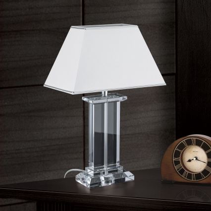 Lampe de table en cristal VERONIQUE 1xE27/60W/230V blanc/chrome