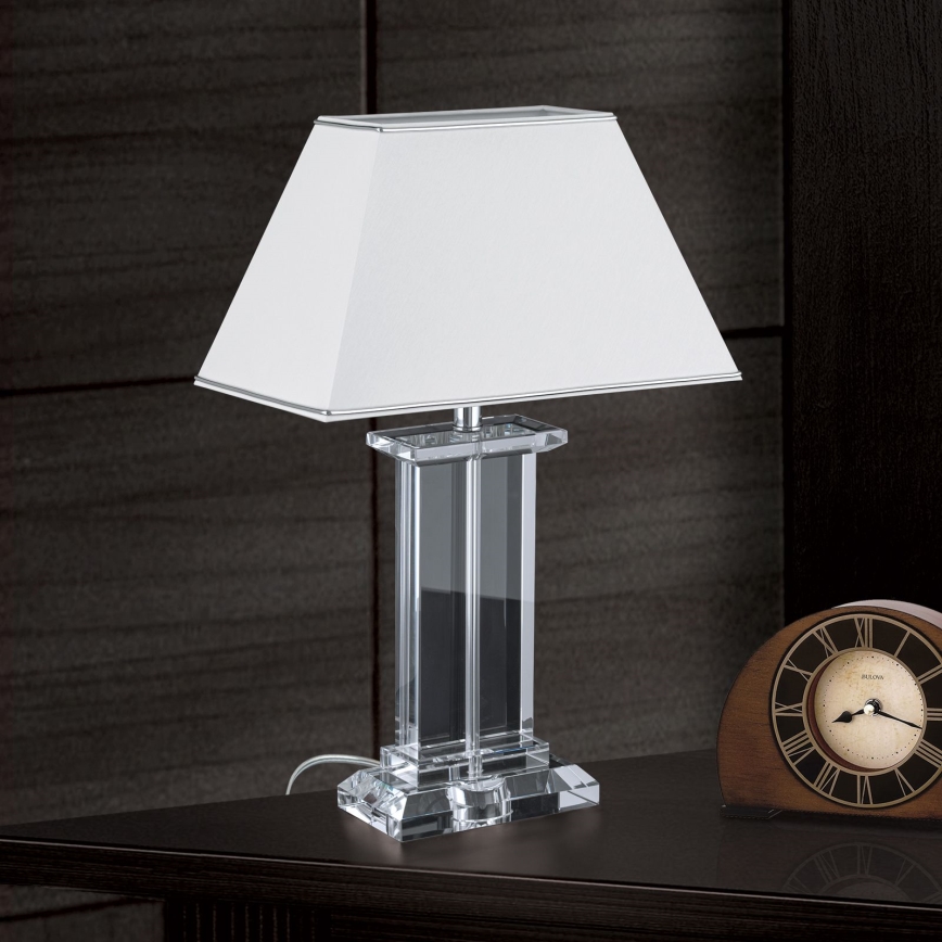 Lampe de table en cristal VERONIQUE 1xE27/60W/230V blanc/chrome