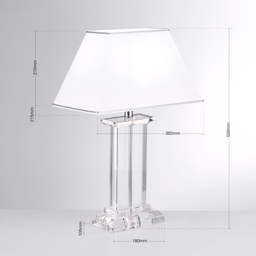 Lampe de table en cristal VERONIQUE 1xE27/60W/230V blanc/chrome