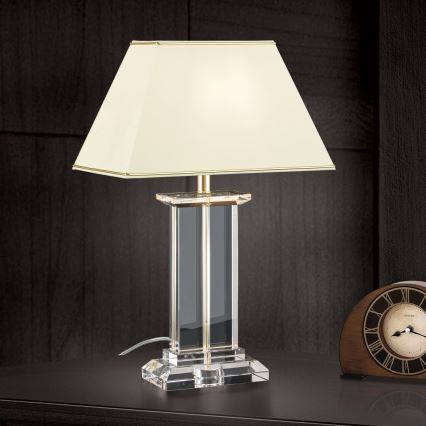 Lampe de table en cristal VERONIQUE 1xE27/60W/230V crème/doré