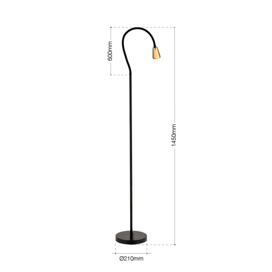 Lampadaire flexible DOTTY 1xGU10/10W/230V noir/laiton