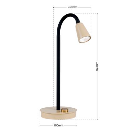 Lampe de bureau flexible et à intensité variable DOTTY 1xGU10/10W/230V beige/noir