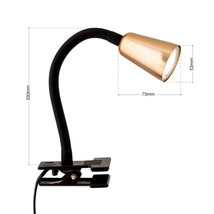 Lampe de bureau flexible à pince DOTTY 1xGU10/10W/230V laiton/noir