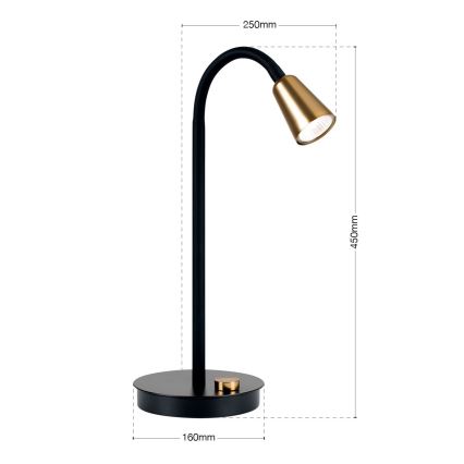 Lampe de bureau flexible et à intensité variable DOTTY 1xGU10/10W/230V noir/laiton