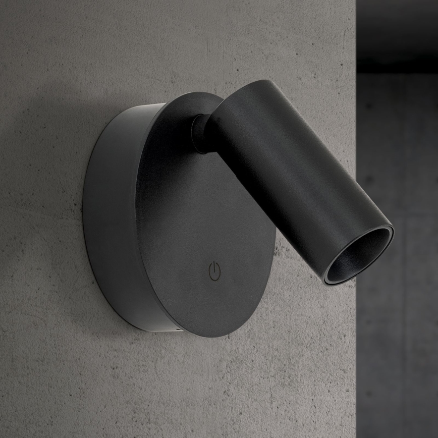 Applique spot murale tactile LED dimmable et rechargeable LUXY LED/1W/5V 2200 mAh 2700/3000/4000K noir