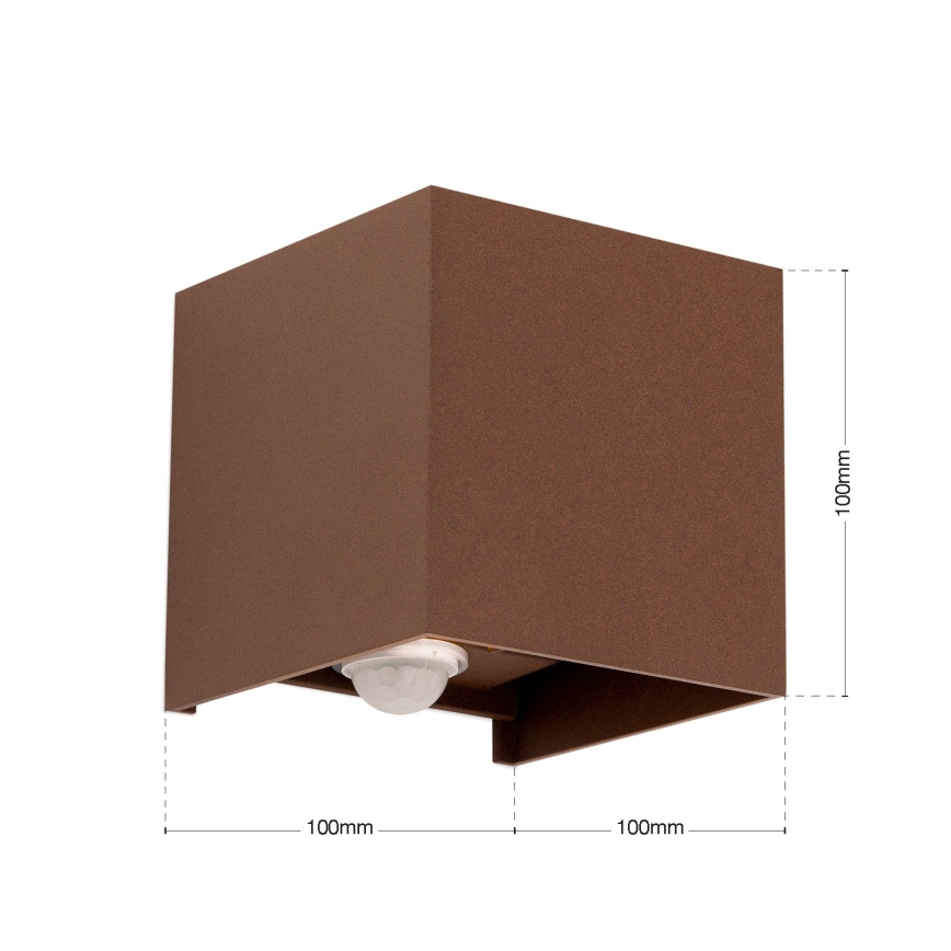 Orion - Applique murale d'extérieur avec détecteur de mouvement et capteur crépusculaire CUBE-S LED/13W/230V IP54 marron