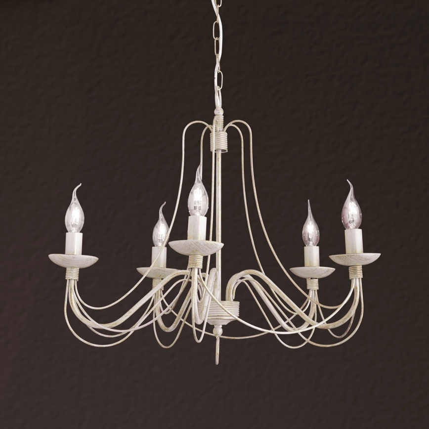 Suspension chaîne VELA 5xE14/40W/230V d. 60 cm blanc/doré/patine