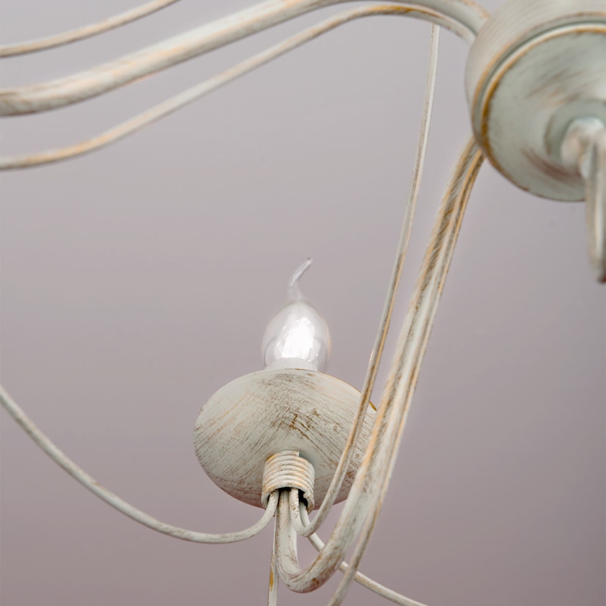 Suspension chaîne VELA 5xE14/40W/230V d. 60 cm blanc/doré/patine