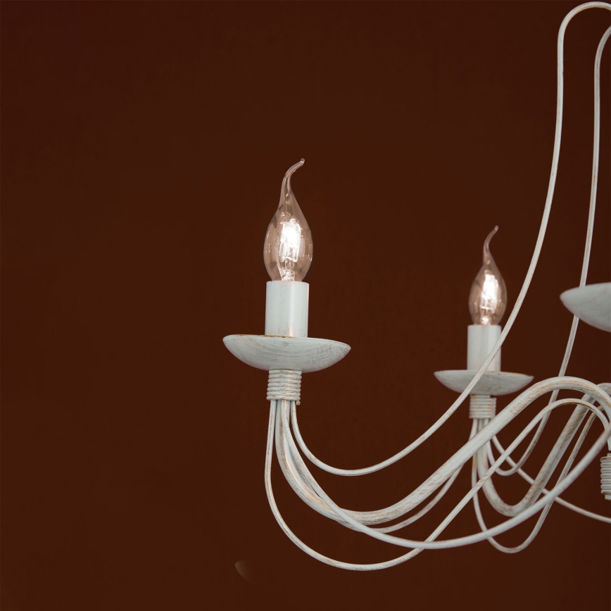 Suspension chaîne VELA 5xE14/40W/230V d. 60 cm blanc/doré/patine
