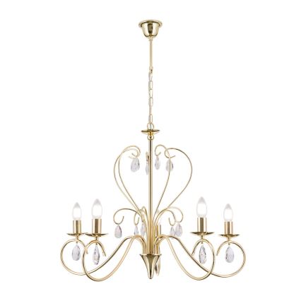 Suspension chaîne en cristal ALESSIA 5xE14/40W/230V doré
