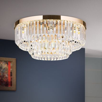Plafonnier à intensité variable en cristal PRISM LED/80W/230V d. 55 cm 24K doré