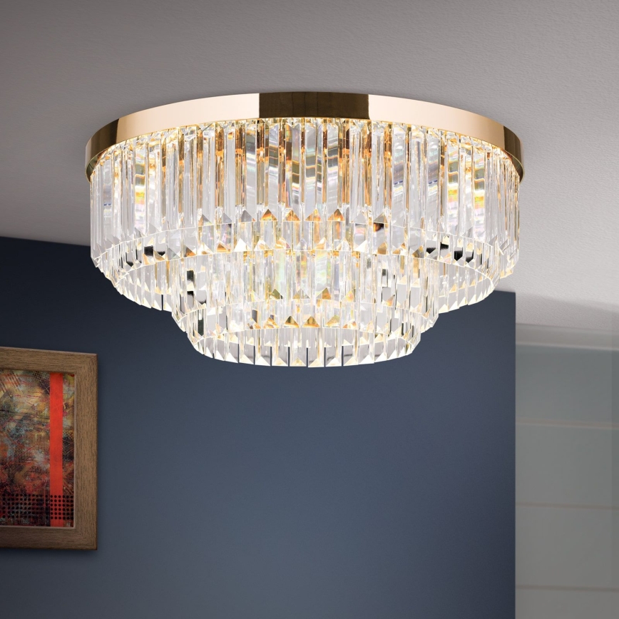 Plafonnier à intensité variable en cristal PRISM LED/80W/230V d. 55 cm 24K doré