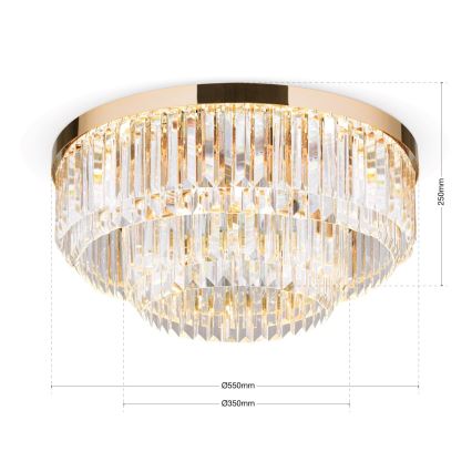 Plafonnier à intensité variable en cristal PRISM LED/80W/230V d. 55 cm 24K doré