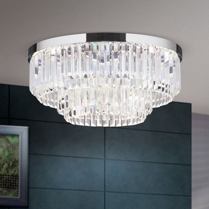 Plafonnier à intensité variable en cristal PRISM LED/80W/230V d. 55 cm chrome brillant