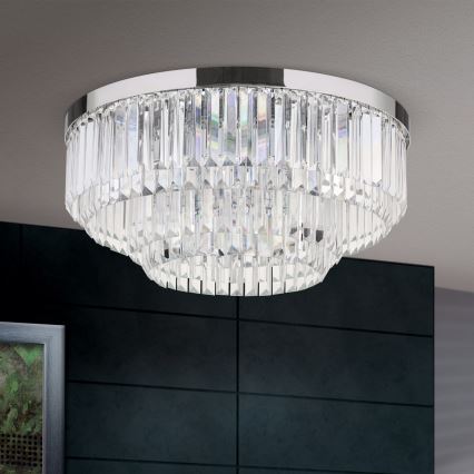 Plafonnier à intensité variable en cristal PRISM LED/80W/230V d. 55 cm chrome brillant