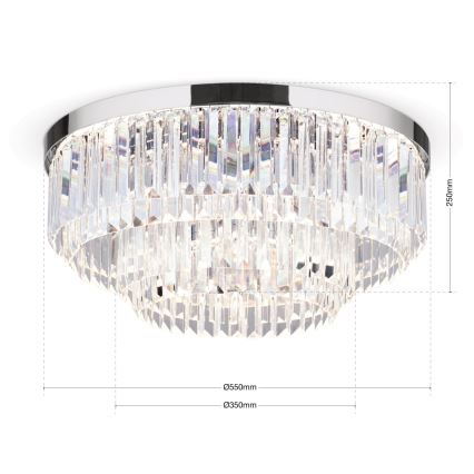 Plafonnier à intensité variable en cristal PRISM LED/80W/230V d. 55 cm chrome brillant