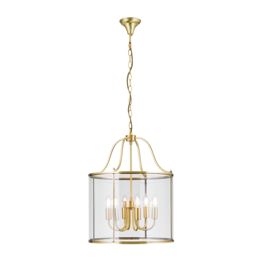 Lustre sur chaîne BRUNO 6xE14/40W/230V, diam. 43 cm, doré