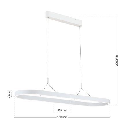 Suspension LED sur câble CARRARA LED/80W/230V 2700/3000/4000K blanc