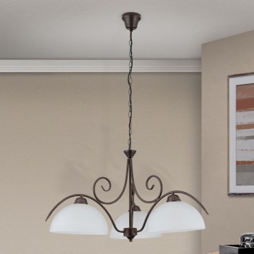 Orion - Lustre sur chaîne RULA 3xE27/40W/230V Ø 70 cm blanc/bronze