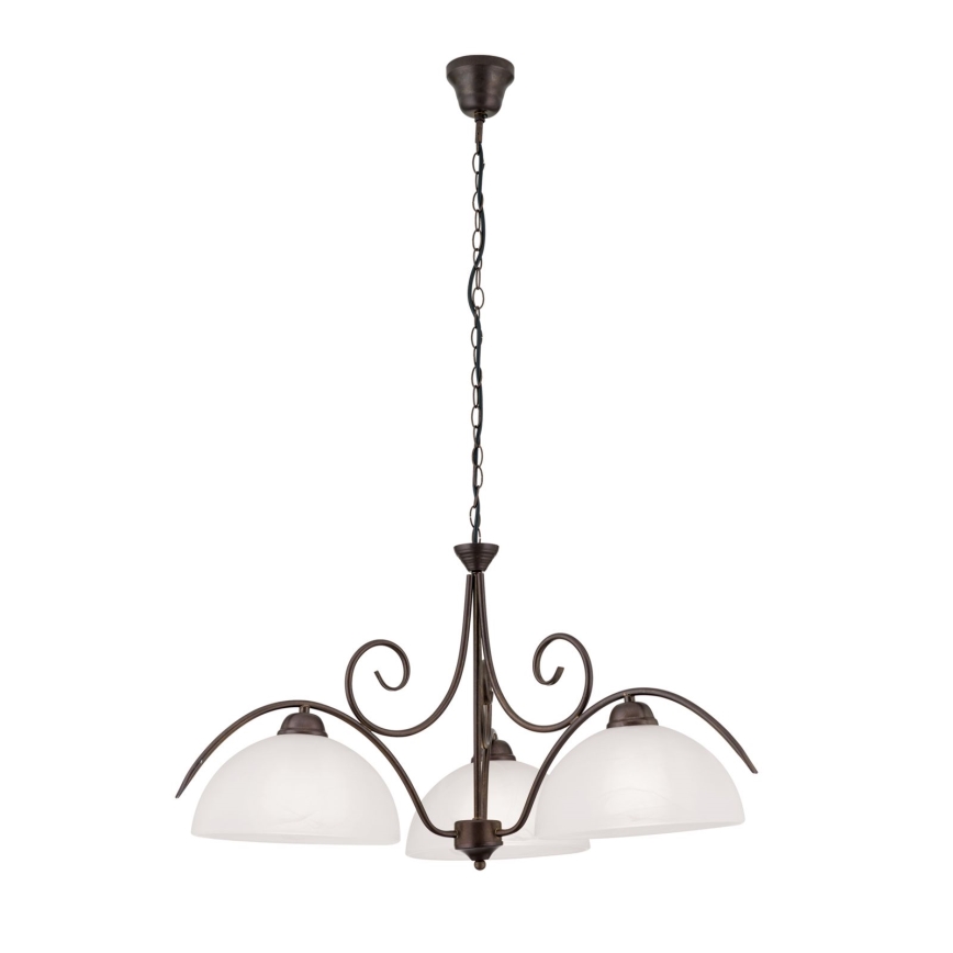 Lustre sur chaîne RULA 3xE27/40W/230V Ø 70 cm blanc/bronze