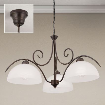 Lustre sur chaîne RULA 3xE27/40W/230V Ø 70 cm blanc/bronze