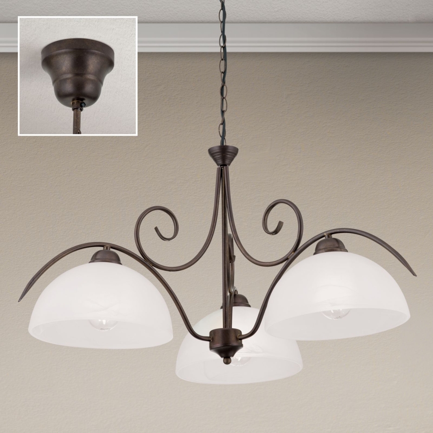 Lustre sur chaîne RULA 3xE27/40W/230V Ø 70 cm blanc/bronze