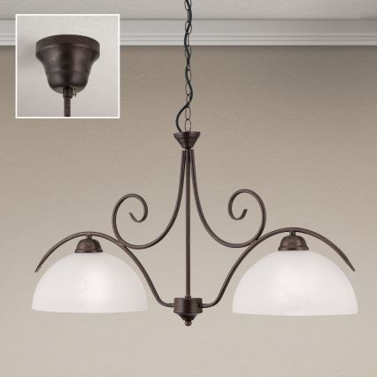 Lustre suspendu sur chaîne RULA 2xE27/40W/230V blanc/bronze