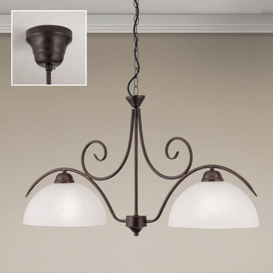 Lustre suspendu sur chaîne RULA 2xE27/40W/230V blanc/bronze