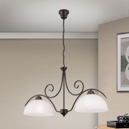 Lustre suspendu sur chaîne RULA 2xE27/40W/230V blanc/bronze