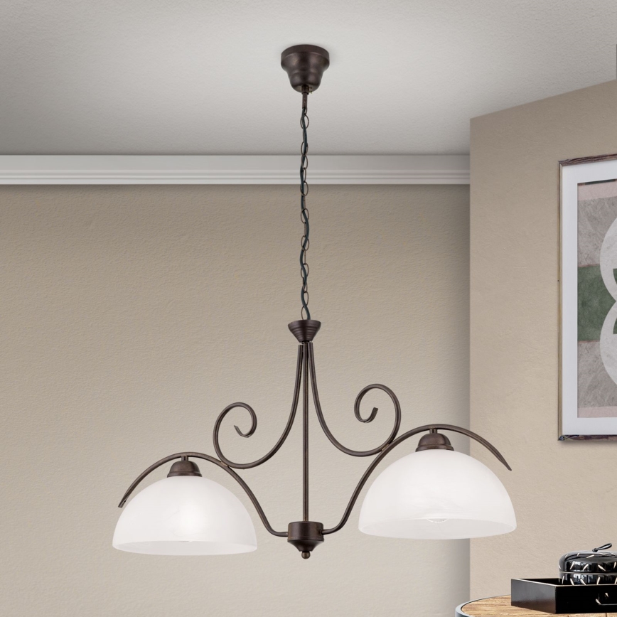 Lustre suspendu sur chaîne RULA 2xE27/40W/230V blanc/bronze