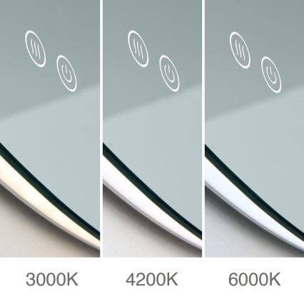 Miroir mural chauffant de salle de bains LED avec rétroéclairage FOCUS LED/27W/230V 3000/4200/6000K Ø 80 cm IP44