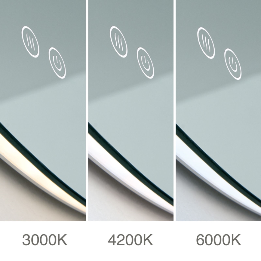 Miroir mural chauffant de salle de bains LED avec rétroéclairage FOCUS LED/27W/230V 3000/4200/6000K Ø 80 cm IP44