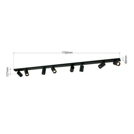 Plafonnier à spots SEAN 8x GU10/13W/230V, noir
