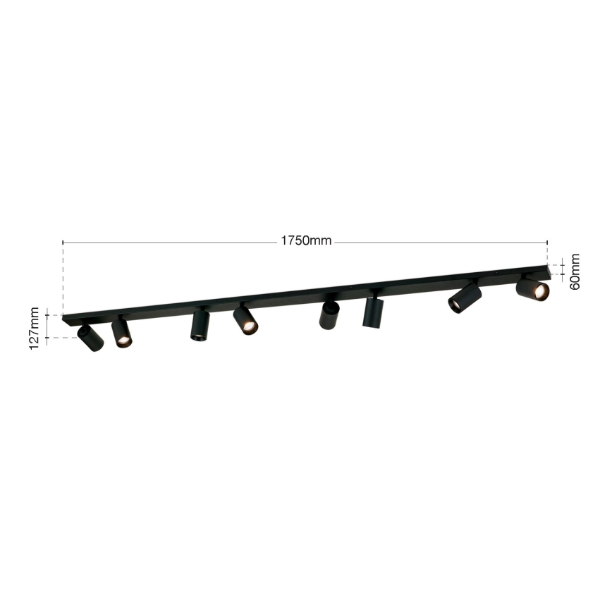 Plafonnier à spots SEAN 8x GU10/13W/230V, noir