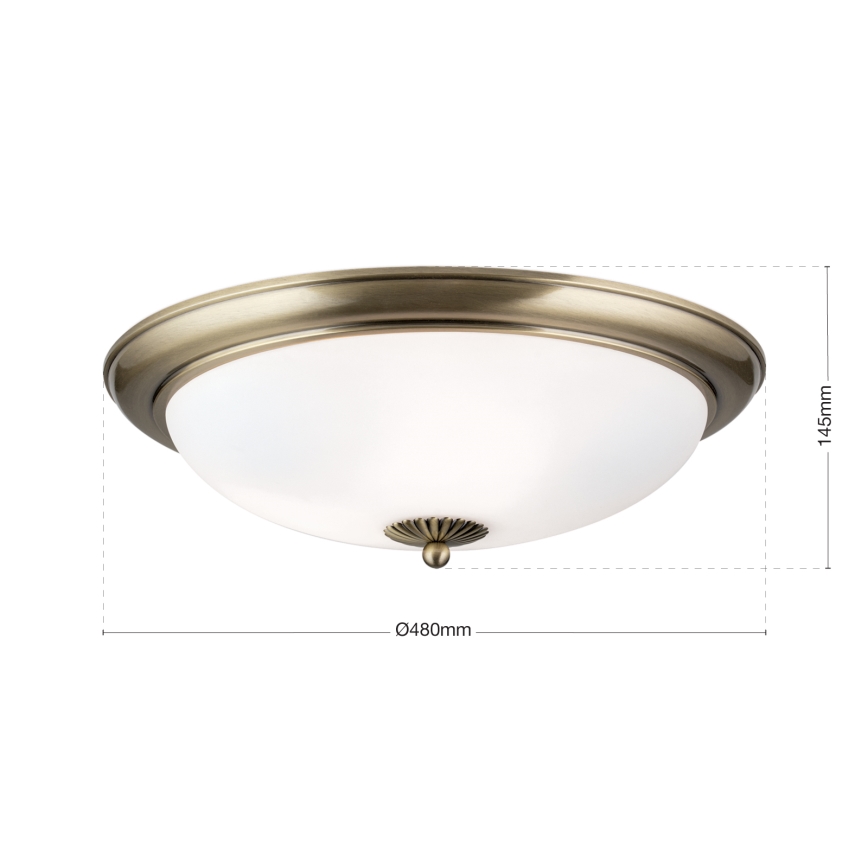 Plafonnier EMPIRA, 3 douilles E27 (max. 40 W chacune), 230 V, diamètre 48 cm, finition bronze