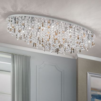 Plafonnier en cristal CRYSTALRIVER 21xG9/40W/230V chrome brillant