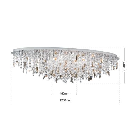 Plafonnier en cristal CRYSTALRIVER 21xG9/40W/230V chrome brillant