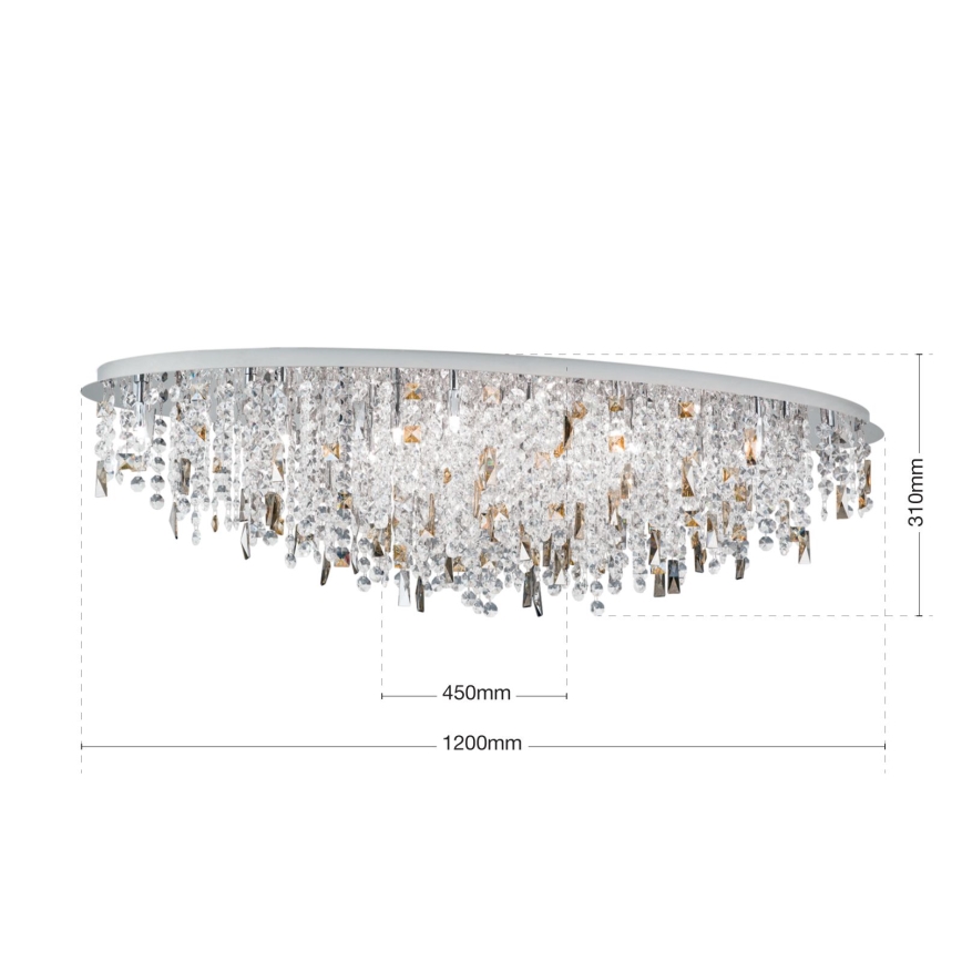 Plafonnier en cristal CRYSTALRIVER 21xG9/40W/230V chrome brillant