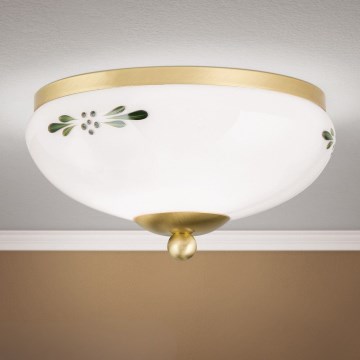 Orion - Plafonnier LANDHAUS 1xE27/60W/230V Ø 21 cm laiton/blanc/vert